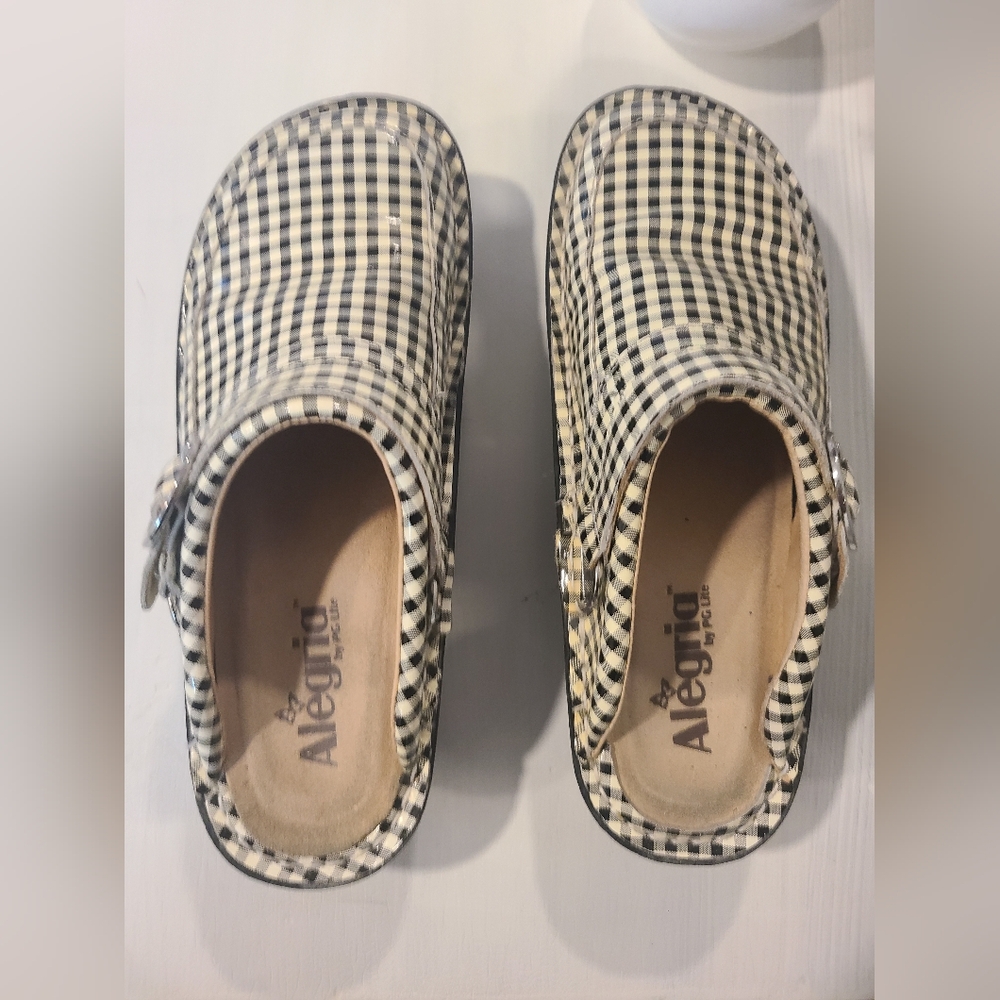Alegria Seville Gingham Leather Comfort clog size 38